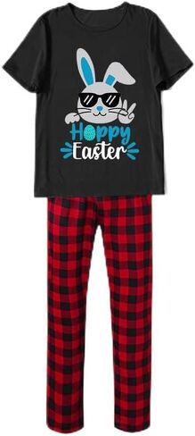 Easter Day Pajamas Set For Men or Women Short Sleeve Tops andPants Loungewear Pajamas Set in Saudi Arabia