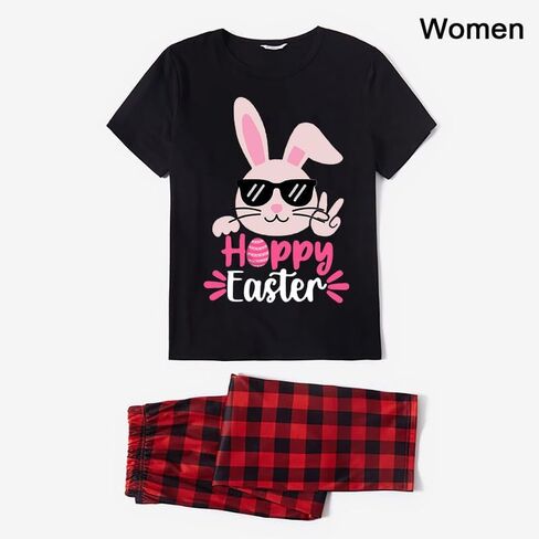 Easter Day Pajamas Set For Men or Women Short Sleeve Tops andPants Loungewear Pajamas Set in Saudi Arabia