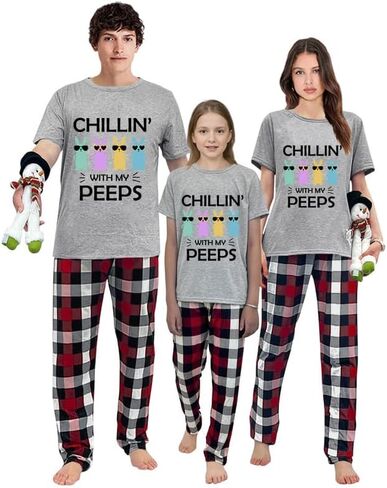 Easter Day Pajamas Set For Men or Women Short Sleeve Tops andPants Loungewear Pajamas Set in Saudi Arabia