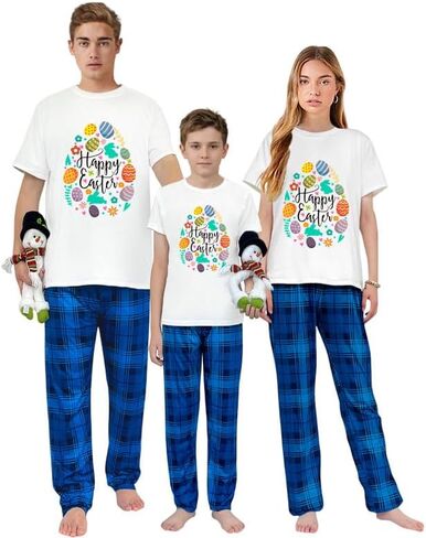 Easter Day Pajamas Set For Men or Women Short Sleeve Tops andPants Loungewear Pajamas Set in Saudi Arabia