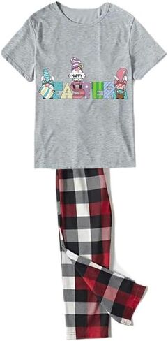 Easter Day Pajamas Set For Men or Women Short Sleeve Tops andPants Loungewear Pajamas Set in Saudi Arabia