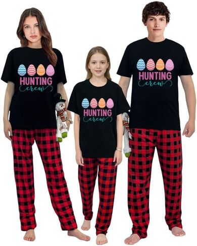 Easter Day Pajamas Set For Men or Women Short Sleeve Tops andPants Loungewear Pajamas Set in Saudi Arabia