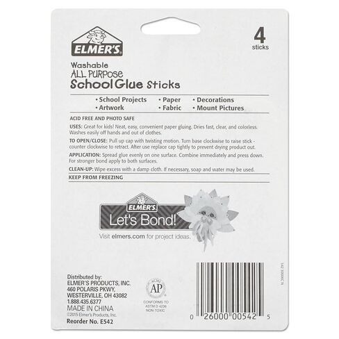 Elmer's All Purpose School Glue Sticks, Clear, Washable, 4 Pack, 0.24-ounce sticks in Saudi Arabia