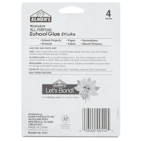 Elmer's All Purpose School Glue Sticks, Clear, Washable, 4 Pack, 0.24-ounce sticks in Saudi Arabia
