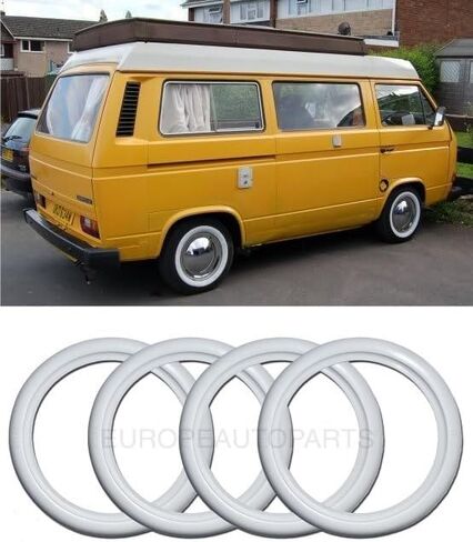 Atlas 14" inch White Wall Tires Insert Rims Side Wall 4 pcs. / Fakewall 14 Rims Sidewall Topper Rubber Ring Set/Universal Car Exterior Accessories in Saudi Arabia