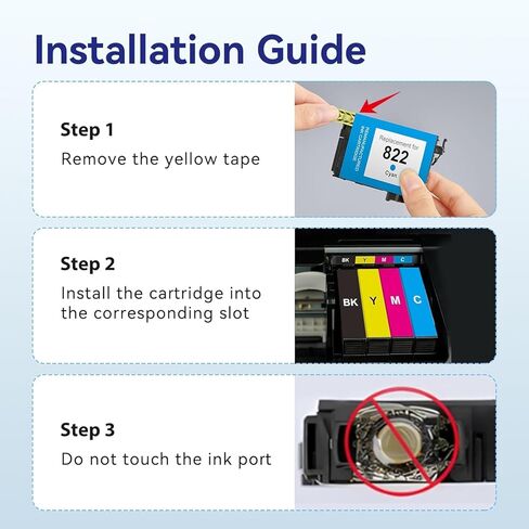 خراطيش حبر 822XL معاد تصنيعها لخراطيش حبر Epson 822XL المتوافقة مع خرطوشة حبر 822 XL T822XL لطابعة Workforce Pro WF-3820 WF-4830 WF-4820 WF-4830 WF-4833 WF-4834 (5 عبوات) in Kuwait