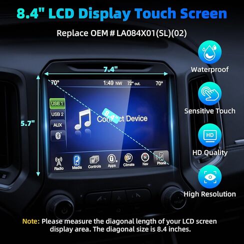 8.4 بوصة LA084X01(SL)(02) شاشة Uconnect 4C UAQ LCD، شاشة LCD تعمل باللمس بديلة للملاحة الراديوية - مناسبة لـ 2017-2022 Chrysler/2017-2021 Dodge Jeep Ram - شاشة شفافة 1024×768P، WTY لمدة عامين in Kuwait