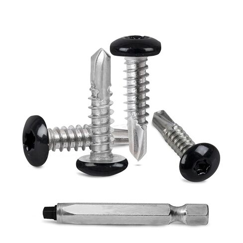 #10 x 3/4 Inch Self Tapping Sheet Metal Screws, Black, SQ #2 Head Bit Included, Cargo Trailer Self Tapping Screws, Exterior RV Skin Fasteners, Enclosed Trailer Repair Screws, 250 Pack by ProCamp in Saudi Arabia