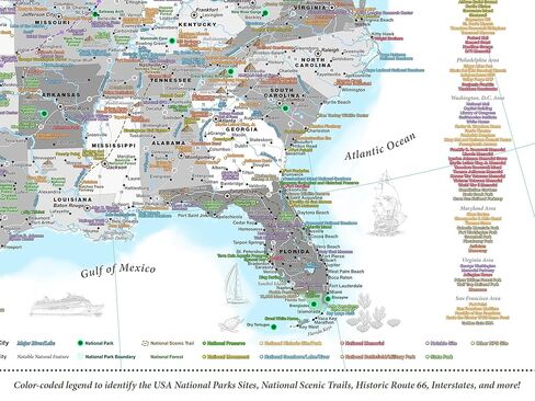 ملصق خريطة حدائق GeoJango الوطنية مع وجهات السفر الأمريكية - إصدار أبيض وأسود (36 عرض × 24 ارتفاع بوصة) in Saudi Arabia