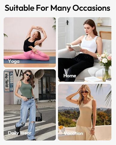 BVNSOZ 3 قطع من القمصان الأساسية بدون أكمام للنساء، قميص داخلي قابل للتمدد، رقبة واسعة ناعمة، قمصان علوية كاجوال للسيدات in Kuwait