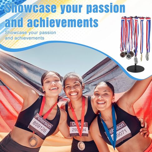 Rotatable Medal Hanger Display Tabletop Medal Holder Rack with 360-Degree Rotation, Heavy-Duty Metal Base, Holds 45+ Medals for Running, Sports, Awards in Saudi Arabia