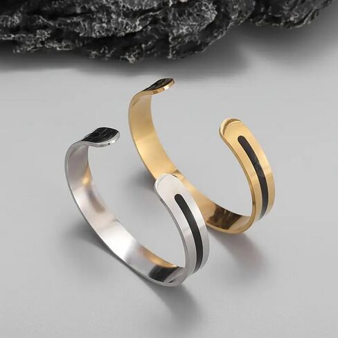 My Daily Styles Star of David Cuff Bracelet Set – Unisex Stainless Steel Jewish Bangles in Silver & Gold, Adjustable Judaica Religious Jewelry, Hypoallergenic Faith Bracelet Gift for Men & Women - Set of 2 in Saudi Arabia