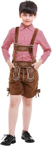 الأولاد مهرجان أكتوبر زي مهرجان البيرة الزي البافارية الاطفال الألمانية Lederhosen هالوين كرنفال تأثيري البدلة in Kuwait