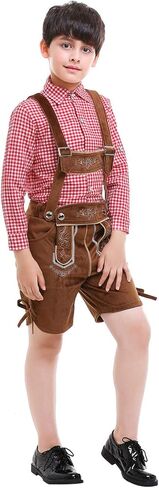 Boys Oktoberfest Costume Beer Festival Outfit Bavarian Kids German Lederhosen Halloween Carnival Cosplay Suit in Saudi Arabia