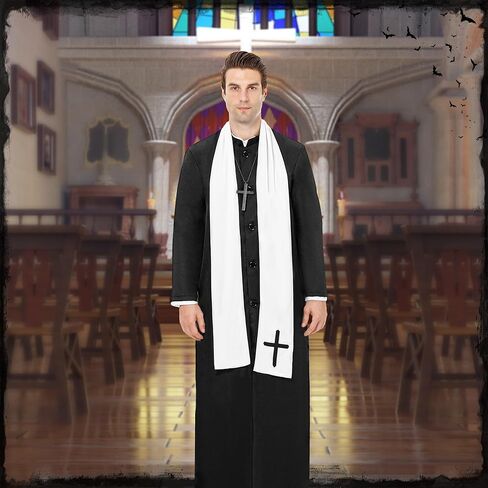 Funnlot Priest Costume for Men, Priest Halloween Costumes for Men Adult Priest Robe Outfit for Men Costume in Saudi Arabia