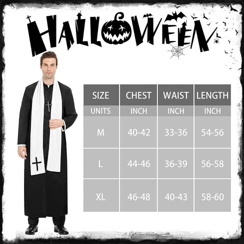 Funnlot Priest Costume for Men, Priest Halloween Costumes for Men Adult Priest Robe Outfit for Men Costume in Saudi Arabia