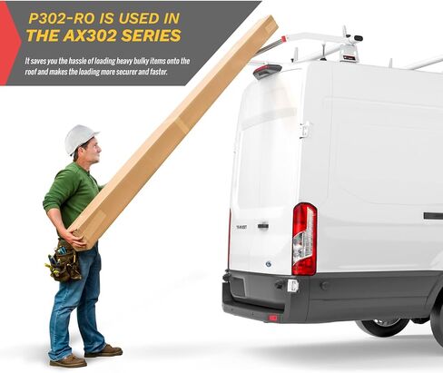 AA-Racks 62" Aluminum Bracket Stainless Steel Rear Cargo Roller Bar for Model AX302-TR/NV Compatible Ford Transit/NV1500/2500/3500 Full-Size Gloss White in Saudi Arabia