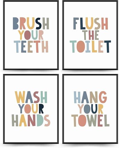 Wheatwin Kids Bathroom Decor, Goose Nursery Animal Poster Prints, Bathroom Wall Decorations for Kids Toddler Boys Girls Toilet Washroom Farmhouse, 8x10 Unframed 4Pcs - Sage Green in Saudi Arabia