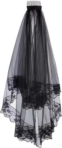 Black Lace Veil Bridal Wedding Veils Halloween for Women Brides Wedding Bachelorette Party Shower in Saudi Arabia