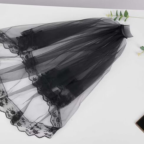 Black Lace Veil Bridal Wedding Veils Halloween for Women Brides Wedding Bachelorette Party Shower in Saudi Arabia