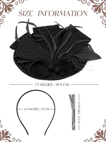 قبعات النساء الرائعة لحفلات الشاي وعصابة رأس ومشبك الشعر وقبعة من الريش لحفلات الزفاف وحفلات الكوكتيل باللون الأسود in Kuwait