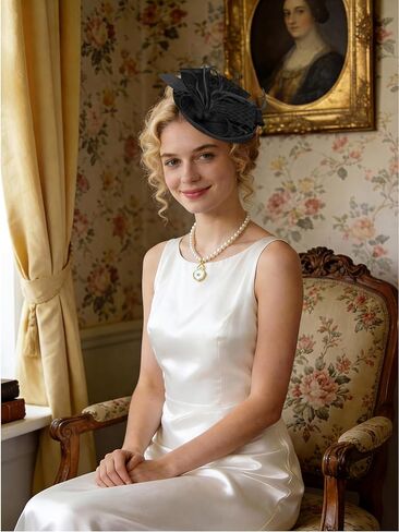 قبعات النساء الرائعة لحفلات الشاي وعصابة رأس ومشبك الشعر وقبعة من الريش لحفلات الزفاف وحفلات الكوكتيل باللون الأسود in Kuwait