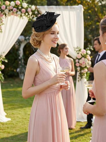 قبعات النساء الرائعة لحفلات الشاي وعصابة رأس ومشبك الشعر وقبعة من الريش لحفلات الزفاف وحفلات الكوكتيل باللون الأسود in Kuwait