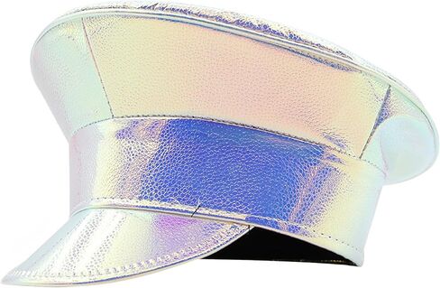 NUEAYMS PatentLeather Military Hat for Women Novelty Glitter Party Hat Sergeant Captain Cap for Stage Club Bachelorette Party in Saudi Arabia