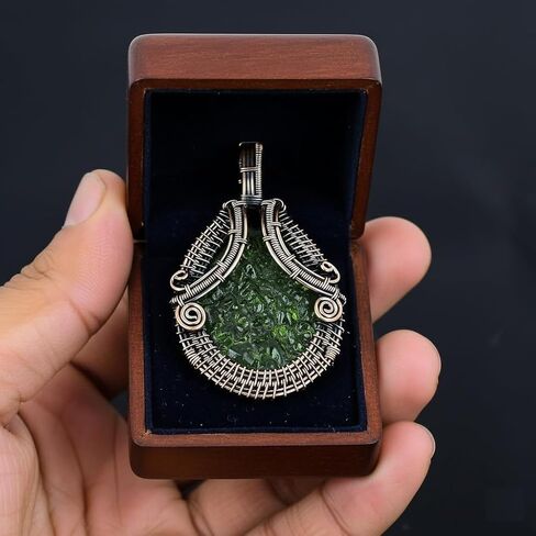 Rare Moldavite Gemstone Pendant Copper Wire Wrapped Pendant Handmade Jewelry Genuine Gemstone For Her in Saudi Arabia