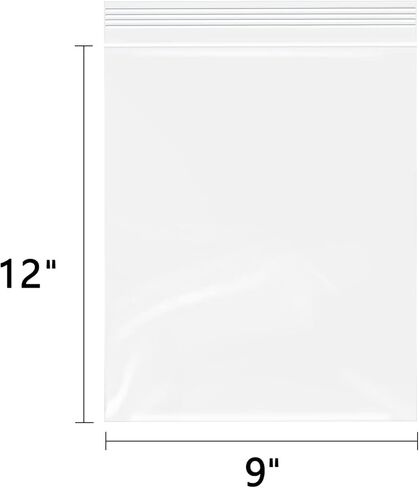 20 Pcs - 9" x 12" Zip Bags-Resealable Poly Baggies with Lock Seal Zipper for Packaging & Shipping Incense, Necklaces & Jewelry. in Kuwait