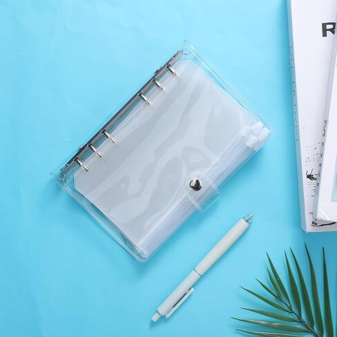 2 قطعة A6 غلاف شفاف 6 حلقات غطاء ناعم من مادة PVC مجلدات دفتر ملاحظات شفافة مع زر إغلاق قابل لإعادة الملء غطاء دفتر ملاحظات فضفاض مجلد أوراق لاجتماعات مكتب أجهزة الكمبيوتر المحمولة in Saudi Arabia