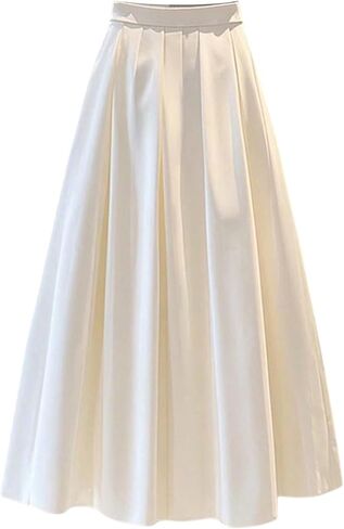 GORGLITTER Women's Pleated Maxi Skirt Elastic High Waisted Flowy Swing A-line Work Skirts Business Casual Outfits in Saudi Arabia