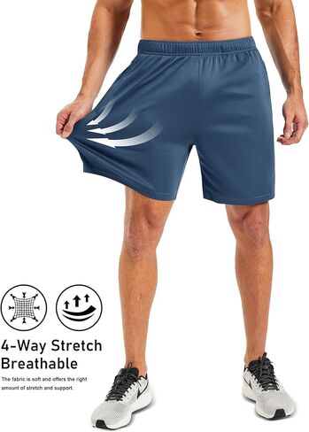 MAGCOMSEN Men's 7" Athletic Running Shorts Quick Dry Lightweight Mesh Basketball Workout Shorts with Zipper Pockets in Saudi Arabia