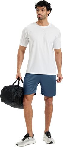 MAGCOMSEN Men's 7" Athletic Running Shorts Quick Dry Lightweight Mesh Basketball Workout Shorts with Zipper Pockets in Saudi Arabia
