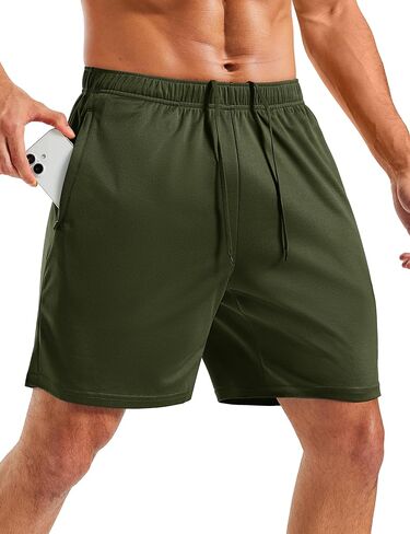 MAGCOMSEN Men's 7" Athletic Running Shorts Quick Dry Lightweight Mesh Basketball Workout Shorts with Zipper Pockets in Saudi Arabia