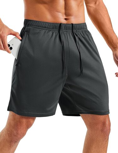 MAGCOMSEN Men's 7" Athletic Running Shorts Quick Dry Lightweight Mesh Basketball Workout Shorts with Zipper Pockets in Saudi Arabia