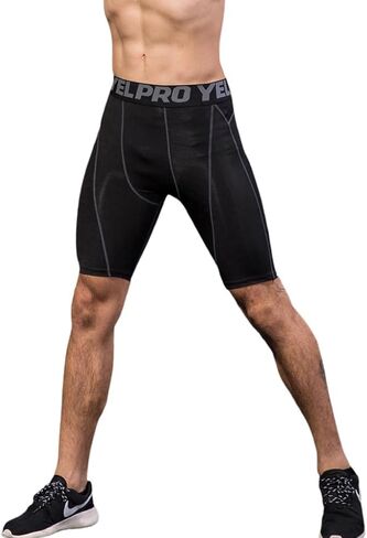 Men's Compression Short Pants Cool Dry Capri Shorts Baselayer Leggings Tights Athletic Workout Running Sports Tights in Saudi Arabia