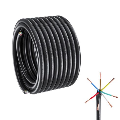7-Way Trailer Wire Harness Kit, 100 Feet Heavy Duty 14 Gauge Cable with Color-Coded PVC Jacket, 7 Pin Conductor for RV, Camper, Utility Trailers, Boat, Truck (100Feet) in Saudi Arabia