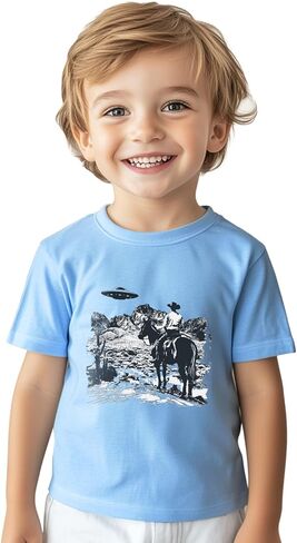 كاوبوي قميص طفل صبي أطفال ليتل راعية البقر عصر الغربية طفل الفتيان ملابس قصيرة الأكمام تي شيرت ملابس علوية من القطن المحملة 2-8 سنوات in Kuwait