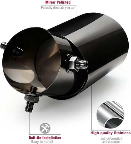 أطراف عادم منحنية مقاس 1.5-2.25 بوصة من Dsycar Universal، أطراف عادم بتصميم مسمار لأنابيب عادم ذات قطر خارجي 1.5 بوصة/2.0 بوصة/2.25 بوصة (منحنية-أسود) in Kuwait