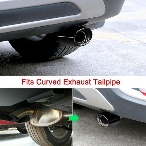 أطراف عادم منحنية مقاس 1.5-2.25 بوصة من Dsycar Universal، أطراف عادم بتصميم مسمار لأنابيب عادم ذات قطر خارجي 1.5 بوصة/2.0 بوصة/2.25 بوصة (منحنية-أسود) in Kuwait