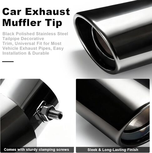 أطراف عادم منحنية مقاس 1.5-2.25 بوصة من Dsycar Universal، أطراف عادم بتصميم مسمار لأنابيب عادم ذات قطر خارجي 1.5 بوصة/2.0 بوصة/2.25 بوصة (منحنية-أسود) in Kuwait