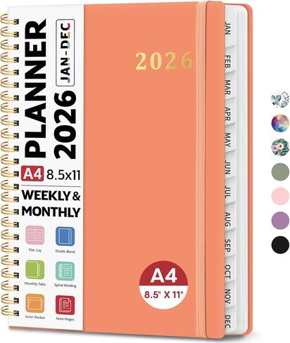 مخطط أكاديمي 8.5 × 11 بوصة 2025-2026، كتاب مخطط تقويم أسبوعي وشهري، يوليو 2025 - يونيو 2026، منظم كبير بغلاف مقوى مع علامات تبويب، مثالي للمعلمين والطلاب والنساء والرجال - A4، ذهبي in Saudi Arabia