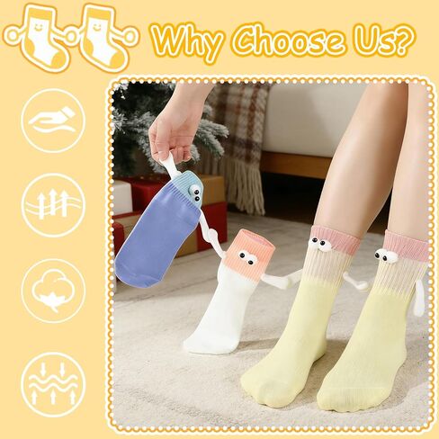 8 Pairs Magnetic Holding Hands Socks, Funny Crazy Couple Matching Socks Birthday Anniversaries Gifts for Men Women Friends in Saudi Arabia