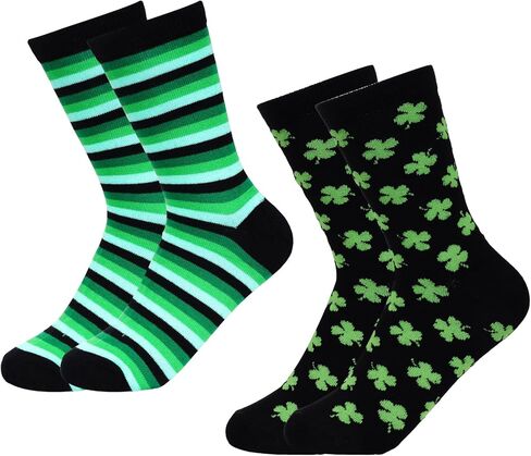 St. Patricks Day Socks Irish Clover Crew Sock Saint Patricks Day Costumes Outfit Accessories Holiday Gifts for Men Women in Saudi Arabia