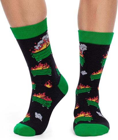 Funny Dumpster Fire Crew Socks for Men Novelty Socks for Cowokers Boss Office Gag Gifts in Saudi Arabia