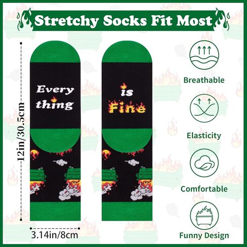 Funny Dumpster Fire Crew Socks for Men Novelty Socks for Cowokers Boss Office Gag Gifts in Saudi Arabia