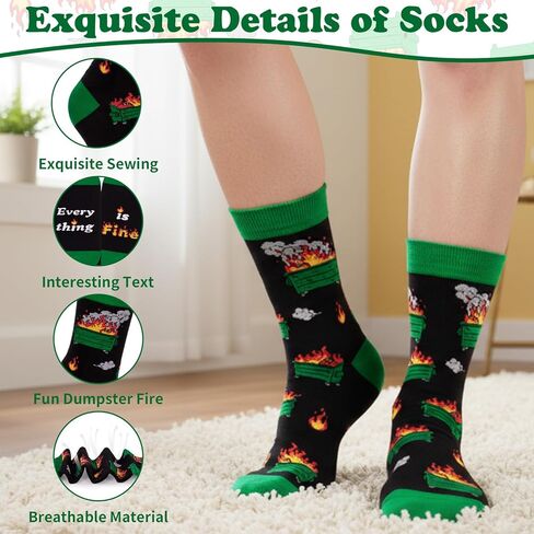 Funny Dumpster Fire Crew Socks for Men Novelty Socks for Cowokers Boss Office Gag Gifts in Saudi Arabia