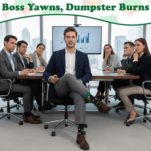 Funny Dumpster Fire Crew Socks for Men Novelty Socks for Cowokers Boss Office Gag Gifts in Saudi Arabia