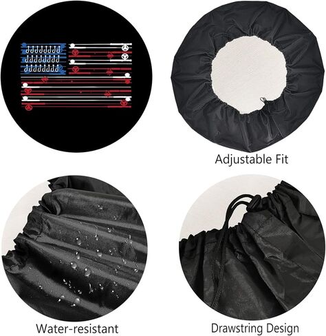 غطاء إطار احتياطي لقضبان الصيد بعلم أمريكي أغطية إطارات RV مقاومة للطقس والغبار عالمية لمقطورة سيارات الدفع الرباعي ومخيم السفر 12 بوصة 13 بوصة 14 بوصة 15 بوصة 16 بوصة 17 بوصة in Kuwait